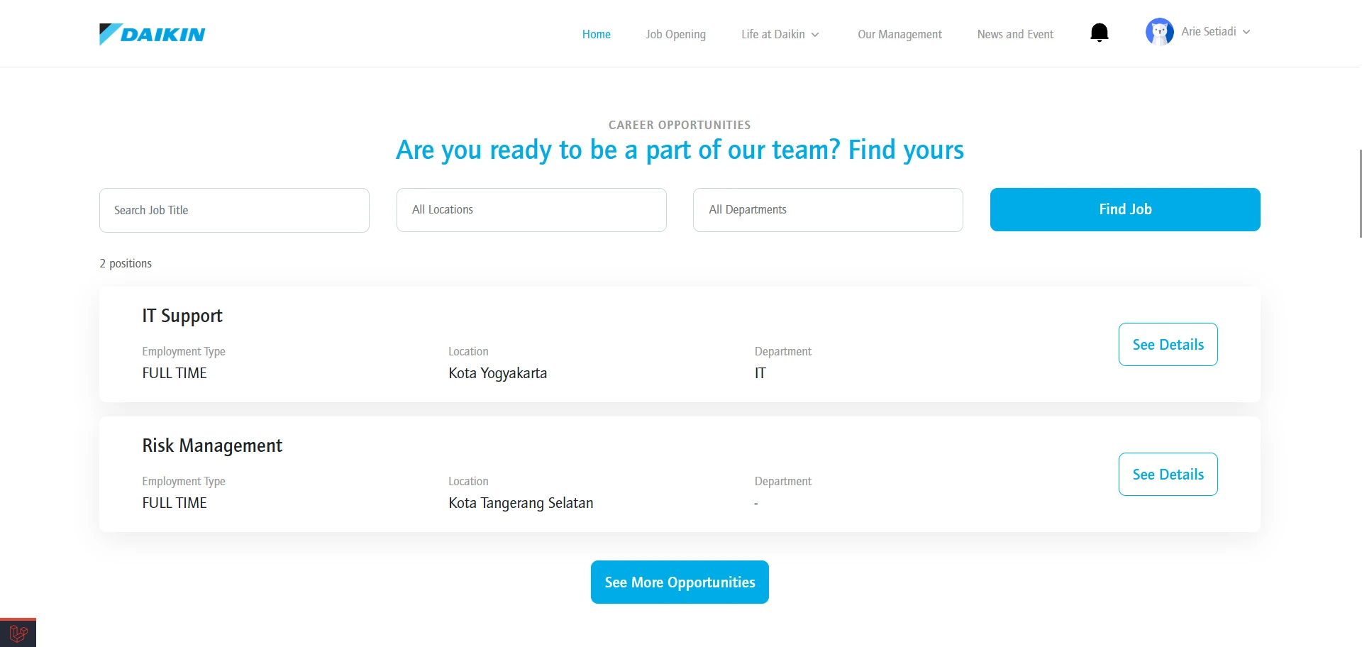 Image of Daikin E-Recruitment (Job Portal)